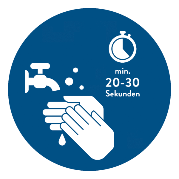 Spiegelaufkleber - gründlich Händewaschen (Rund) Style: Modern - dunkelblau