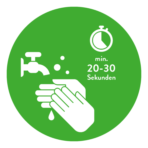 Spiegelaufkleber - gründlich Händewaschen (Rund) Style: Modern - grün