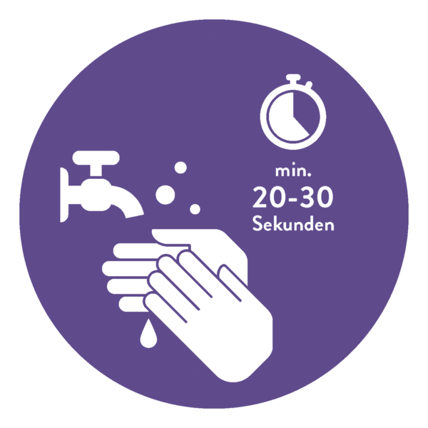 Spiegelaufkleber - gründlich Händewaschen (Rund) Style: Modern - lila