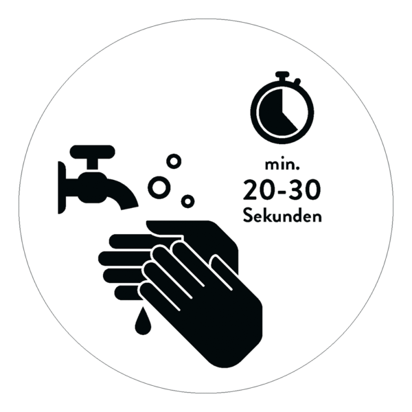 Spiegelaufkleber - gründlich Händewaschen (Rund) Style: Modern - weiß