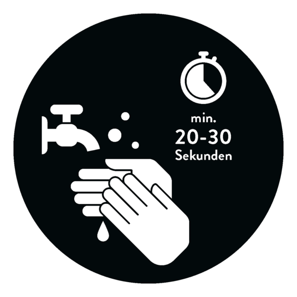 Spiegelaufkleber - gründlich Händewaschen (Rund) Style: Modern - schwarz