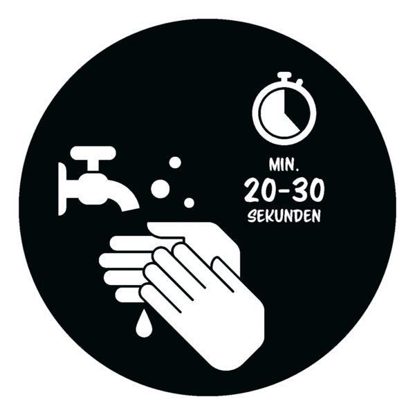 Spiegelaufkleber - gründlich Händewaschen (Rund) Style: Script - schwarz