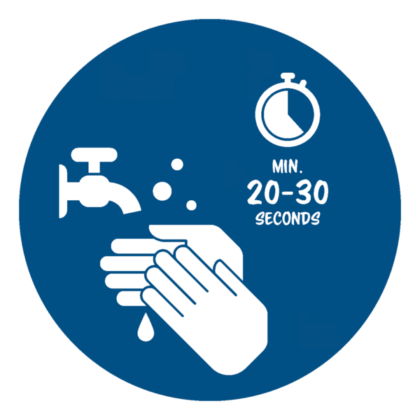 Spiegelaufkleber EN - wash your hands (round) Style: Script - dunkelblau