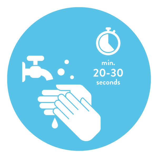 Spiegelaufkleber EN - wash your hands (round) Style: Modern - hellblau