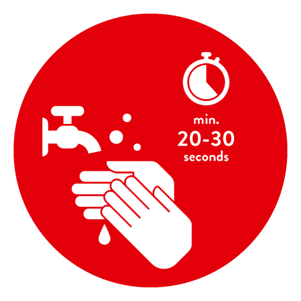 Spiegelaufkleber EN - wash your hands (round) Style: Modern - rot