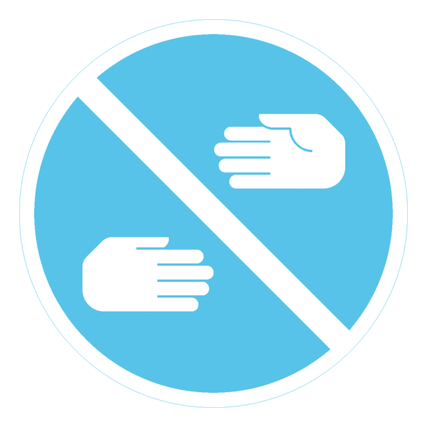 Hinweisaufkleber - No Handshake (rund) - hellblau