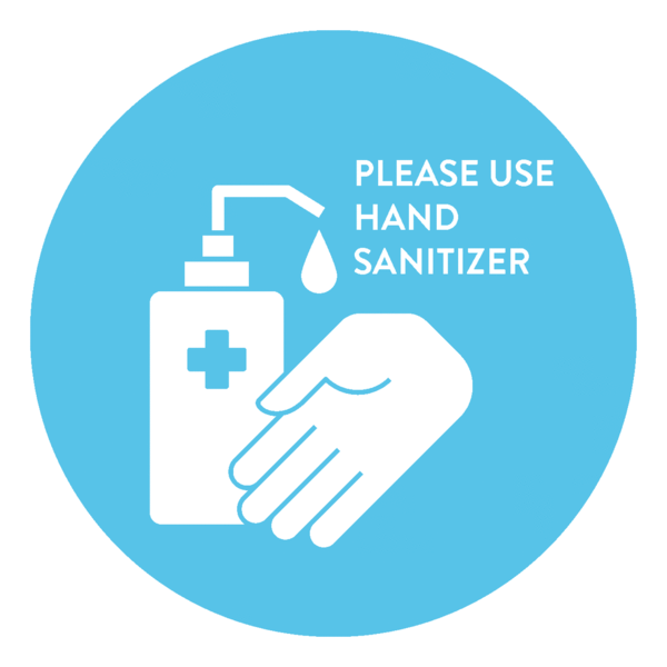 Hinweisaufkleber - Bitte Hände desinfizieren (EN) (rund) - Style: Modern - hellblau