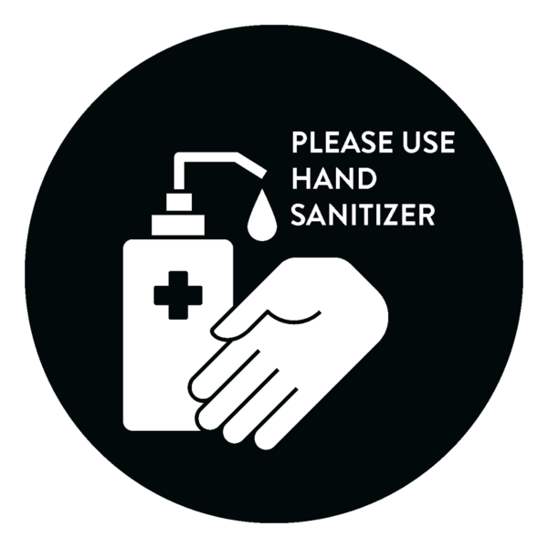 Hinweisaufkleber - Bitte Hände desinfizieren (EN) (rund) - Style: Modern - schwarz