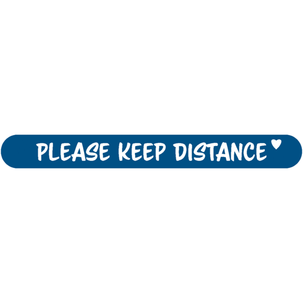Fußbodenaufkleber - "Please keep distance" (Streifen) Serie: Script - dunkelblau