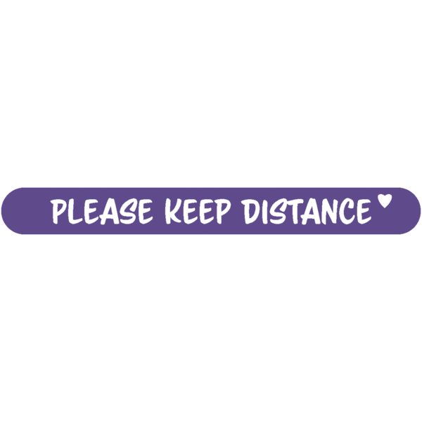 Fußbodenaufkleber - "Please keep distance" (Streifen) Serie: Script - lila
