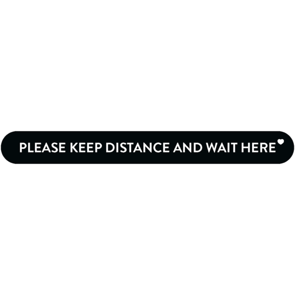 Fußbodenaufkleber - "Please keep distance and wait here" (Streifen) Serie: Modern - schwarz