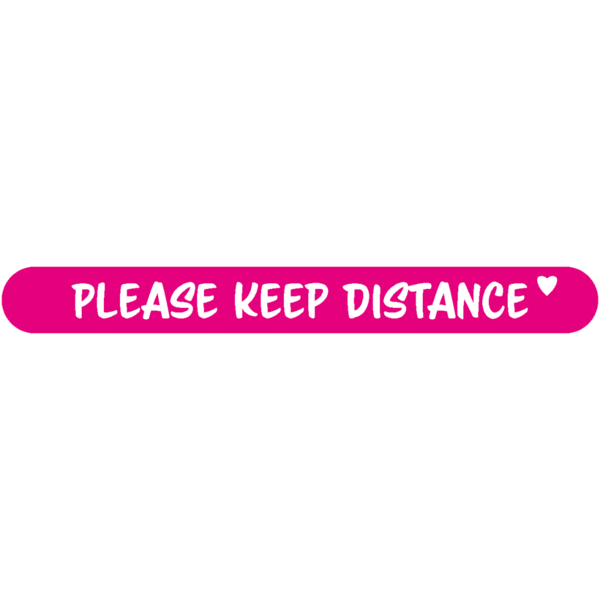 Fußbodenaufkleber - "Please keep distance" (Streifen) Serie: Script - magenta
