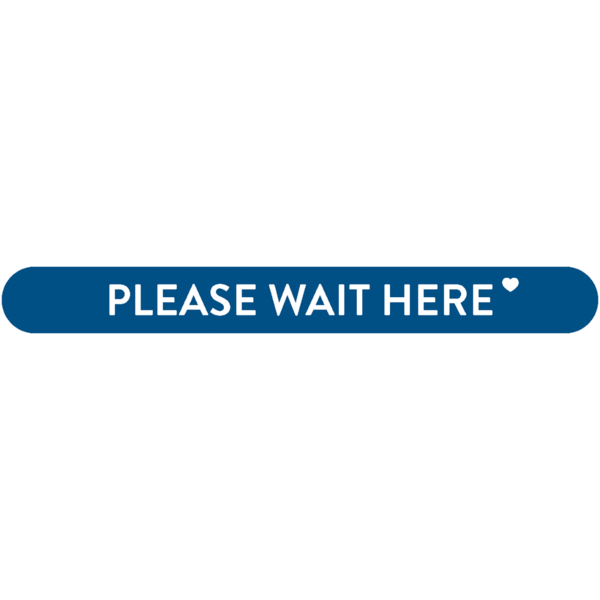 Fußbodenaufkleber - "Please wait here" (Streifen) Serie: Modern - dunkelblau