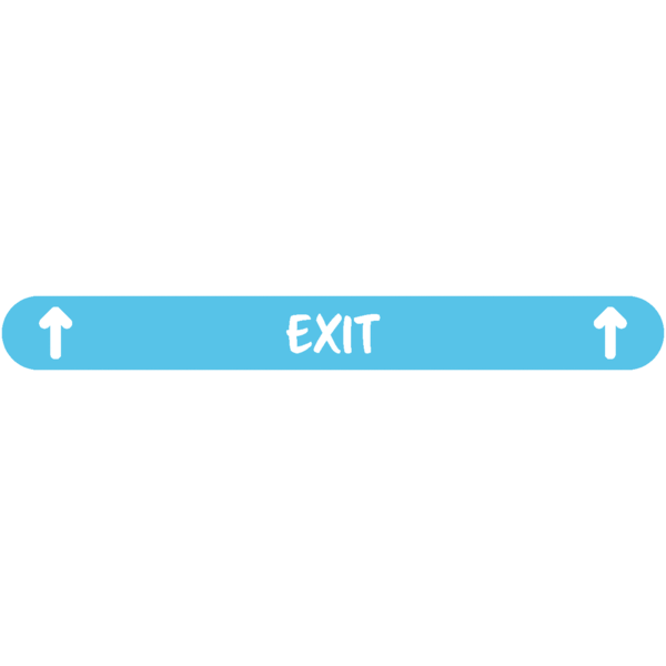 Fußbodenaufkleber - "Exit + Pfeile" (Streifen) Serie: Script - hellblau