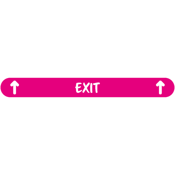 Fußbodenaufkleber - "Exit + Pfeile" (Streifen) Serie: Script - magenta